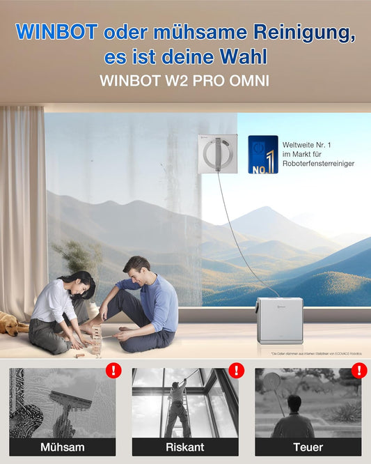 ECOVACS WINBOT W2 PRO Omni Intelligenter Fensterputzroboter mit 6-in-1 Station, Sprühdüsen
