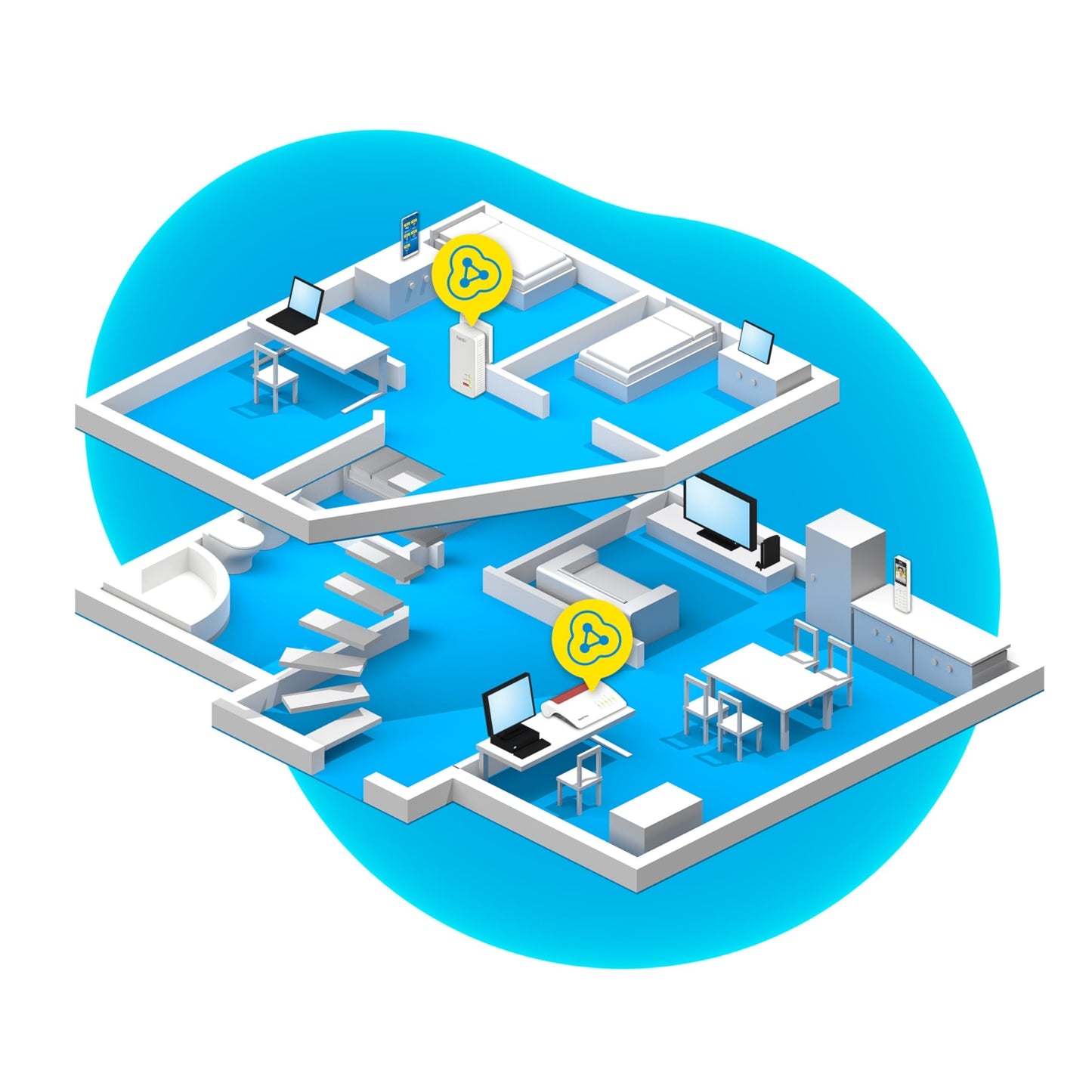 FRITZ!Powerline 1260/1220 Set – WLAN & 1.200 MBit/s für Streaming & NAS
