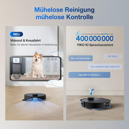 Deebot T30S Pro, 11,000Pa, Heißwasser-Wischung, ZeroTangle, TruEdge™, KI-Navigation