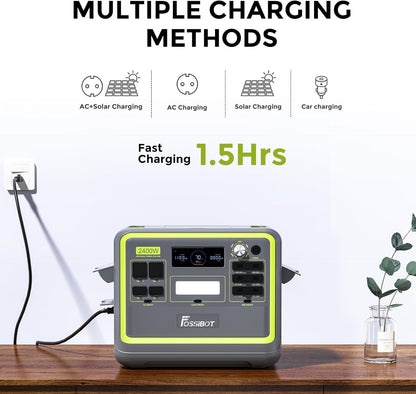 FOSSIBOT F2400 Powerstation 2400W (4800W Peak) mit 200W Solarpanel