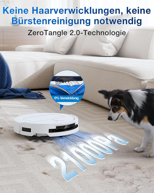 ECOVACS DEEBOT T50 Omni Gen2 Saugroboter: 21.000 Pa, Wischfunktion, ZeroTangle, All-in-One Station, Weiß