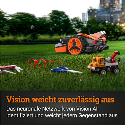 WORX Vision L1600 Mähroboter 1600 m² ohne Kabel, KI & Igelschutz